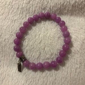 Aura Pure Purple Amethyst Bead Stretch Bracelet w Charm..BNIB